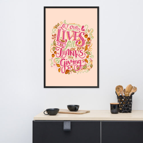 Thanksgiving Quote Lettering Framed Poster