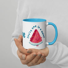 Load image into Gallery viewer, Personalized You&#39;re One in a Melon Watermelon Mug with Colour Inside - Unique and Funny Gift Idea
