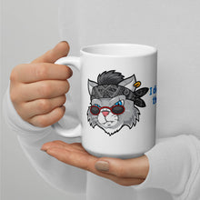 Load image into Gallery viewer, Cute Cat Thug Life Mug - Adorable Feline with Bandana on White Glossy Mug
