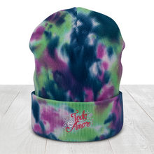 Load image into Gallery viewer, Unisex Embroidered Tie-dye Beanie Mexican Quote Spanish Hand Lettering Todo mi Amor
