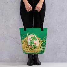 Load image into Gallery viewer, Luck of the Irish Women&#39;s Tote Bag with St Patrick&#39;s Day Inspired Easter Egg Design, made from high-quality materials and featuring sturdy handles
