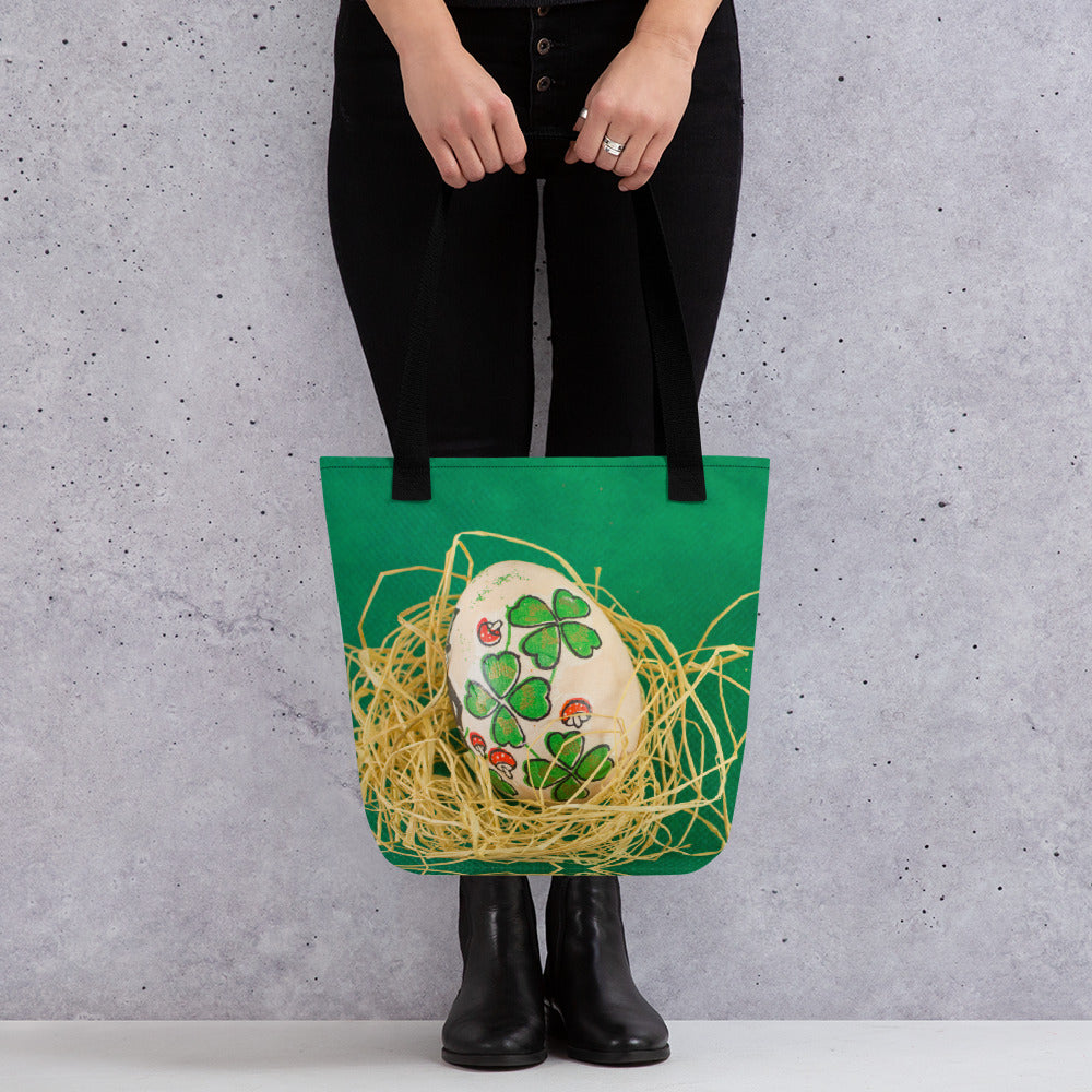 Luck of the Irish Women's Tote Bag with St Patrick's Day Inspired Easter Egg Design, made from high-quality materials and featuring sturdy handles
