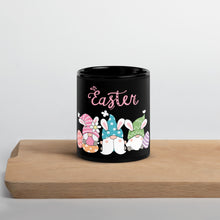 Load image into Gallery viewer, Sip in Style with our Black Glossy Mug featuring Adorable Gnome Easter Characters - Perfect for Festive Mornings or a Cozy Night In!

