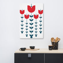 Load image into Gallery viewer, Red Scandinavian Flowers Canvas
