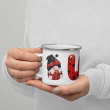 Load image into Gallery viewer, Enamel Cup Ladybug Gnome Love
