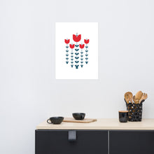 Load image into Gallery viewer, Red Scandinavian Flowers Poster
