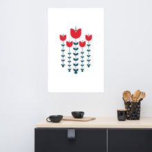 Load image into Gallery viewer, Red Scandinavian Flowers Poster
