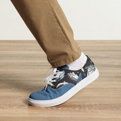 Step up your style game with these Men's Lace-Up Canvas Shoes featuring a hilarious nautical cartoon pattern. Perfect for seafaring adventures or just kicking back on shore. Get yours today from Raining Gifts Design!