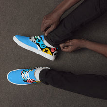 Load image into Gallery viewer, Elevate your outfit with Raining Gifts Design&#39;s Men&#39;s Lace-Up Canvas Shoes in a Joystick Pattern Seamless design - the perfect addition to any wardrobe, available now for purchase.
