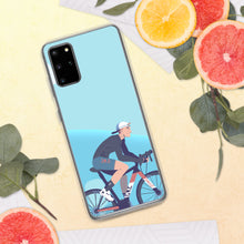 Load image into Gallery viewer, Sky Blue Illustrated Cyclist Samsung Case
