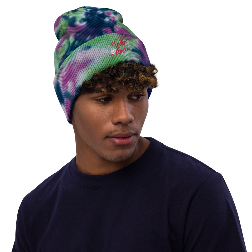 Unisex Embroidered Tie-dye Beanie Mexican Quote Spanish Hand Lettering Todo mi Amor