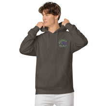 Load image into Gallery viewer, Unisex Embroidered Pigment Dyed Hoodie Reduce, Reuse, Recycle Lettering
