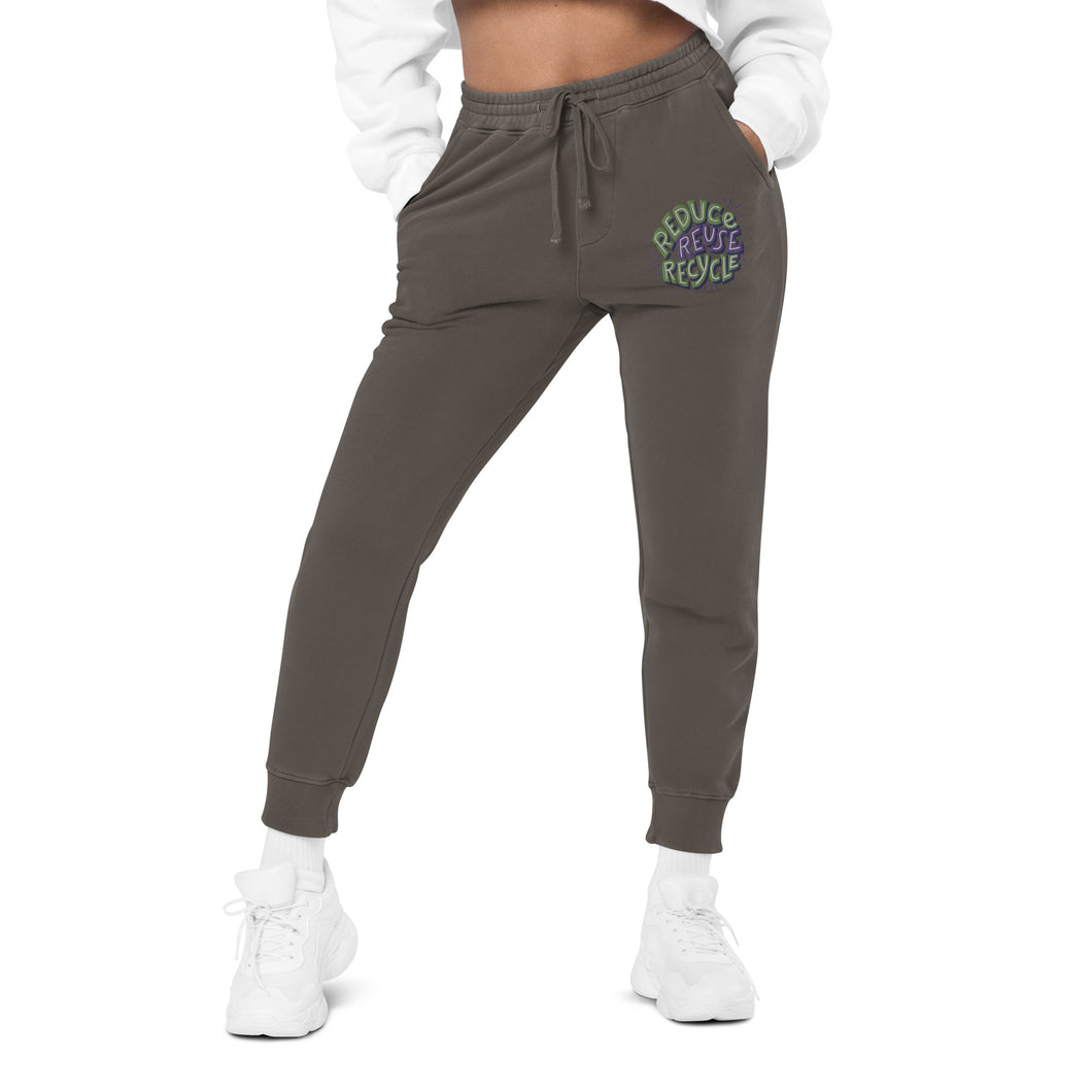Unisex Embroidered Pigment Dyed Sweatpants Reduce Reuse Recycle