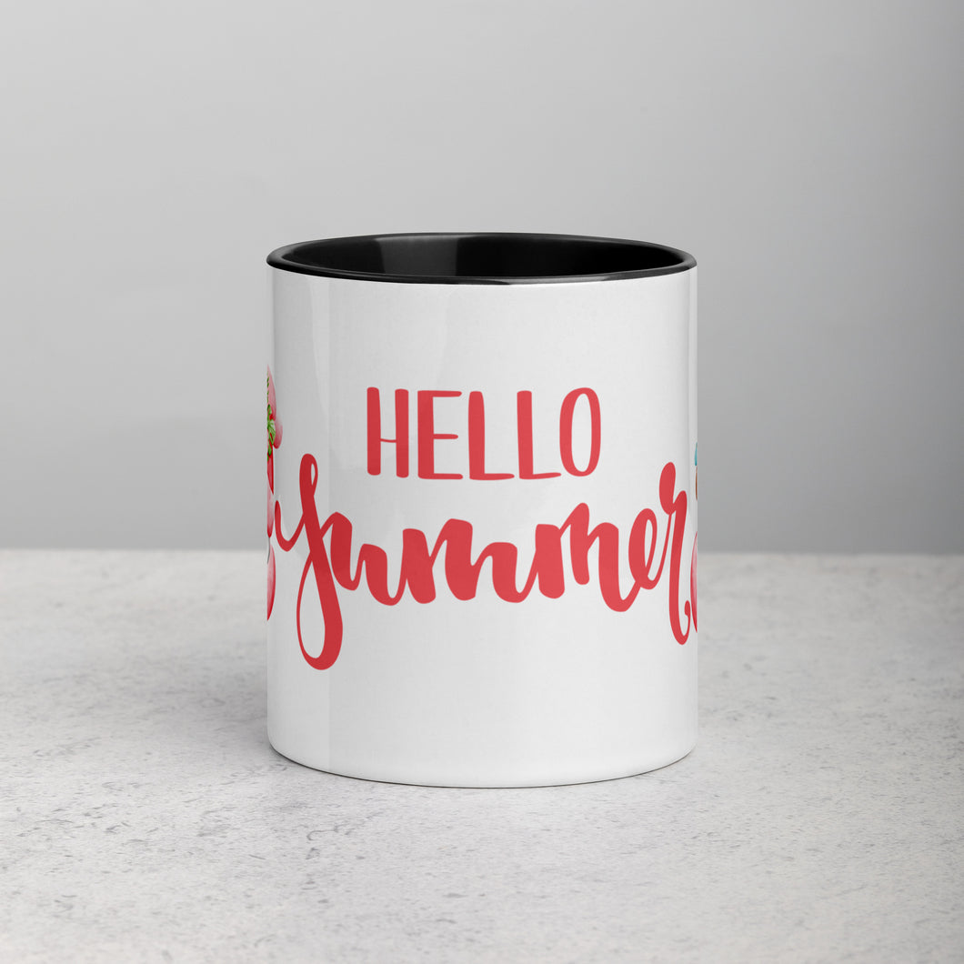 Coffee or Tea Mug with Colour Inside Hello Summer Gnomes