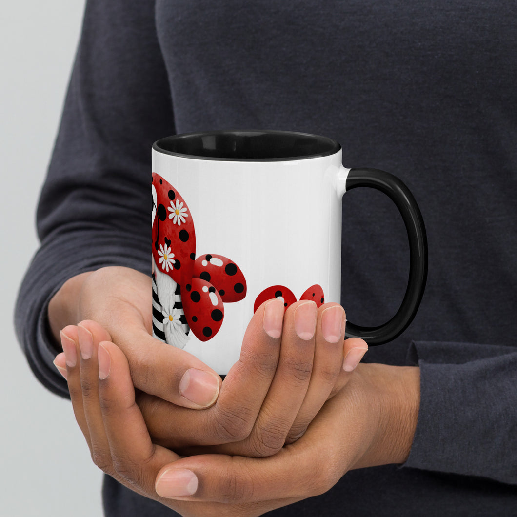 Coffee, Tea or Hot Chocolate Mug with Colour Inside Gnome Ladybug