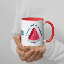 Load image into Gallery viewer, Personalized You&#39;re One in a Melon Watermelon Mug with Colour Inside - Unique and Funny Gift Idea
