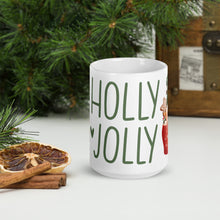 Load image into Gallery viewer, White Glossy Mug Holly Jolly Christmas Gnome
