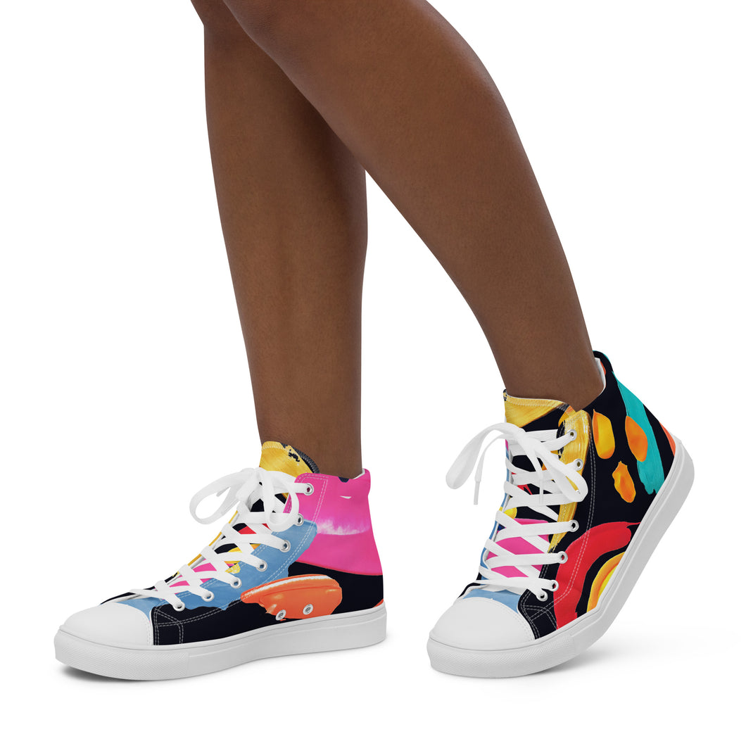 Women’s High Top Canvas Sneakers Colourful Watercolour Pattern