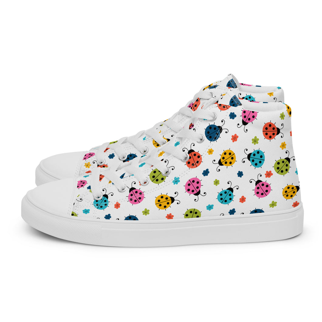 Women’s High Top Canvas Shoes Seamless Ladybug Pattern