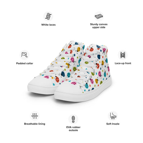 High Top Canvas Shoes Seamless Ladybug Pattern