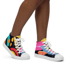 Load image into Gallery viewer, Women’s High Top Canvas Sneakers Colourful Watercolour Pattern
